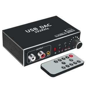 Цифро-аналоговый преобразователь декодер USB DAC 192kHz (S/PDIF, Coaxial, RCA, AUX, Vol, Bass)
