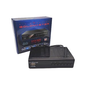 Цифровой ТВ ресивер GoldMaster T-727HD (DVB-T2(антенна), DVB-C (кабельное)/IPTV/YouTube), металлический корпус, дисплей, 2хUSB, поддержка WiFi адаптера