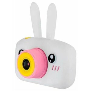Детский фотоаппарат Развивающий детский цифровой фотоаппарат Зайчик белый. Фотоаппарат игрушка 3 в 1: фото, видео, игры, розовый