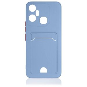 DF / Силиконовый чехол с отделением для карты для телефона Infinix Smart 6 Plus на Инфиникс Смарт 6 Плюс DF inCardcase-02 (gray/blue) / серо-синий