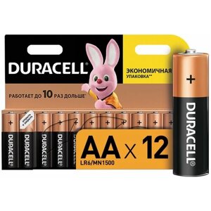 DURACELL Батарейки комплект 12 шт, DURACELL Basic, AA (LR06, 15А), алкалиновые, пальчиковые, блистер