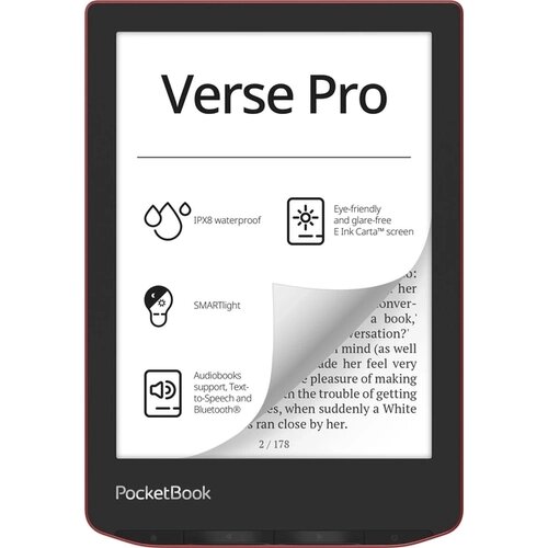 Электронная книга PocketBook 634 Verse Pro (PB634-3-WW), красный