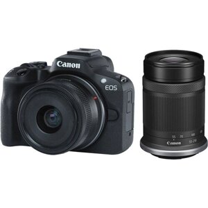 Фотоаппарат canon EOS R50 kit RF-S 18-45mm F4.5-6.3 IS STM + RF-S 55-210 mm f5-7.1 IS STM, черный