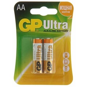 GP Батарейка алкалиновая GP Ultra, AA, LR6-2BL, 1.5В, блистер, 2 шт.