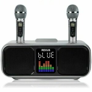Караоке система REXUS SD-318 GRAY, 2 радиомикрофона, Bluetooth, Оптический вход