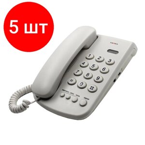 Комплект 5 штук, Телефон проводной teXet TX-241 светло-серый