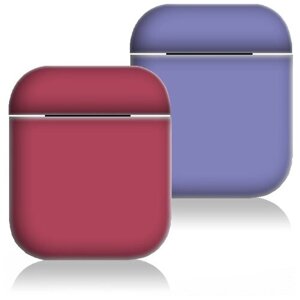 Комплект силиконовых чехлов Grand Price для AirPods (2 шт) малиновый и фиолетовый