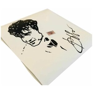 Комплект виниловых наклеек на гитару "Портрет и автограф Виктора Цоя", черный