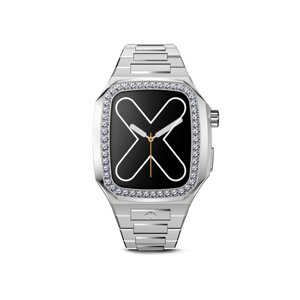 Корпус для часов Golden Concept для Apple Watch 45 мм, нержавеющая сталь / кристаллы swarovski, стальной