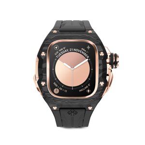 Корпус для часов Golden Concept для Apple Watch Ultra 49 мм, карбон / нержавеющая сталь / резина, черный / розово-золотистый