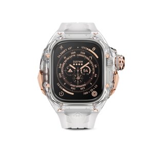 Корпус для часов Golden Concept для Apple Watch Ultra 49 мм, нейлон / резина / нержавеющая сталь, прозрачный / розово-золотистый