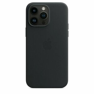 Кожаный чехол для iPhone 14 Pro Max черный (Midnight) с поддержкой MagSafe, чехол на айфон 14 про макс с защитой камеры