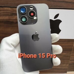 Крышка для iPhone 15 Pro - задняя стеклянная панель "Оригинальное качество"Цвет: Black Titanium)