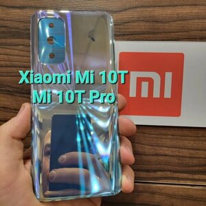 Крышка для Xiaomi Mi 10T Pro - оригинальная задняя стеклянная панель (Зеркально голубого цвета)