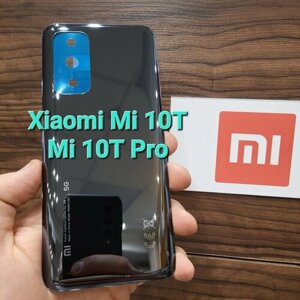 Крышка для Xiaomi Mi 10T / Xiaomi Mi 10T Pro - оригинальная задняя стеклянная панель (Чёрного цвета)