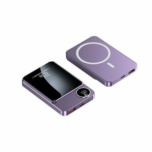 MagSafe Power bank/ Беспроводная зарядка для смартфона / Magnetic Wireless Charger Power Bank 20W 5000mAh (Фиолетовый)