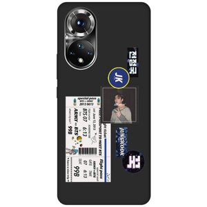 Матовый чехол BTS Stickers для Honor 50 / Huawei Nova 9 / Хонор 50 / Хуавей Нова 9 с 3D эффектом черный
