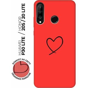 Матовый чехол Heart для Honor 20 Lite / 20s / Huawei P30 Lite / Хуавей П30 Лайт / Хонор 20 Лайт / 20s с 3D эффектом красный