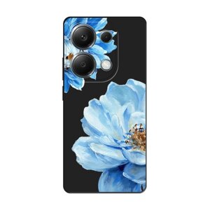 Матовый силиконовый чехол на Xiaomi Redmi Note 13 Pro 4G/Poco M6 Pro 4G / Сяоми Редми Нот 13 Про 4G/Поко М6 Про 4G Голубые клематисы, черный