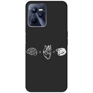 Матовый Soft Touch силиконовый чехол на Realme C35 / Рилми С35 с 3D принтом "Brain Plus Heart W" черный