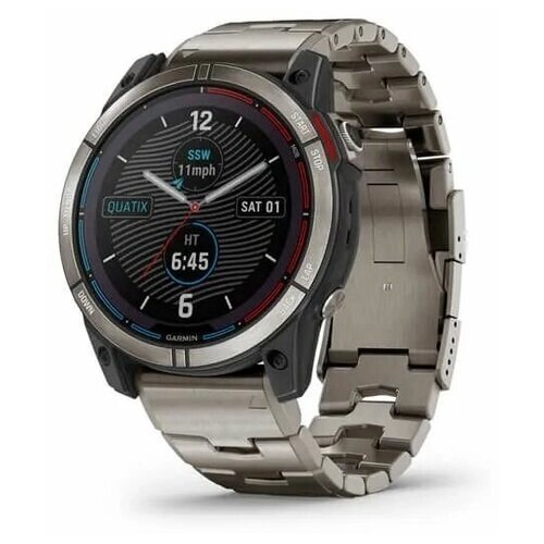 Мультиспортивные часы Garmin Quatix 7X Sapphire Solar титановый с серебристым титановым браслетом, 010-02541-61