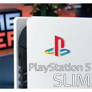 Наклейка логотип на игровую консоль Sony PlayStation 5 SLIM (Классическая) (2 шт.)