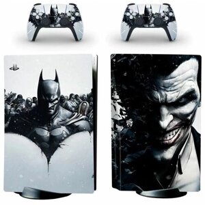 Наклейка виниловая защитная на игровую консоль Sony PlayStation 5 Disc Edition Batman&Joker DC полный комплект геймпады