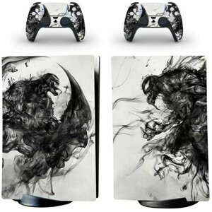 Наклейка виниловая защитная на игровую консоль Sony PlayStation 5 Disc Edition Venom полный комплект геймпады