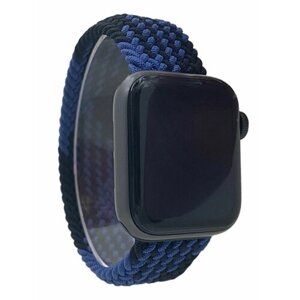 Нейлоновый ремешок для Apple Watch 1-9 / SE / ULTRA (42/44/45/49 мм), без застежки, черно-синий, размер S