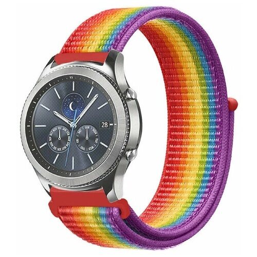 Нейлоновый ремешок для Samsung Galaxy Watch 20мм (красный + радужный)
