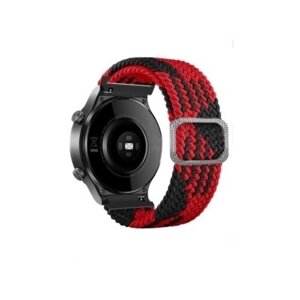 Плетеный нейлоновый ремешок для часов Samsung Galaxy Watch 3 45 мм/huawei watch GT2 46 мм/Gear S3, Amazfit GTR 47 мм. Красный/Черный. 22 мм