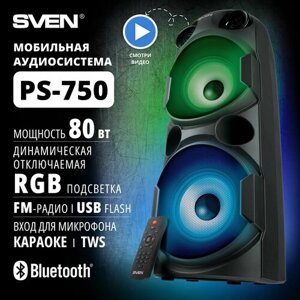 Портативная акустика SVEN PS-750, 80 Вт, черный