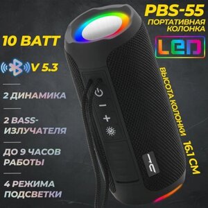 Портативная BLUETOOTH колонка JETACCESS PBS-55 черная (2x5Вт дин, 1200mAh акк. LED подсветка)