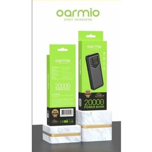 Power bank Oarmio 20000 mAh, 2 USB, с фонариком, черный