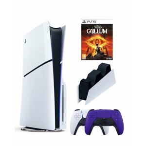 Приставка Sony Playstation 5 slim 1 Tb+2-ой геймпад (пурпурный)+зарядное+Gollum