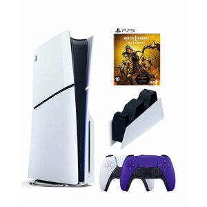 Приставка Sony Playstation 5 slim 1 Tb+2-ой геймпад (пурпурный)+зарядное+Mortal Kombat Ultimate