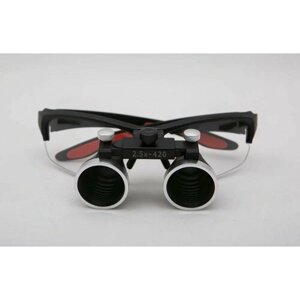 Профессиональные бинокуляры очки-лупы черные с красной вставкой 2,5x-420 Stomato для стоматологов.