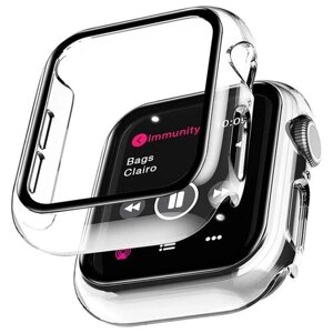 Противоударный чехол 360 для часов Apple Watch Series 7 45 мм полное покрытие прозрачный / защитный кейс на смарт часы Эпл вотч 7 серии 45 мм