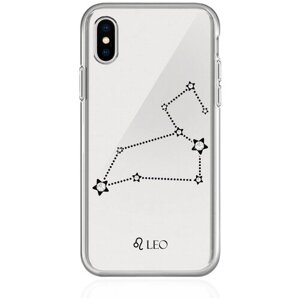Прозрачный силиконовый чехол с кристаллами Lux для iPhone X/XS Знак зодиака Лев Leo для Айфон 10/10с