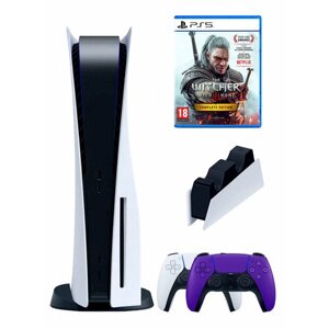 PS5 (ПС5) Игровая приставка Sony PlayStation 5 ( 3-я ревизия) + 2-й геймпад (фиолетовый) + зарядное +Wither