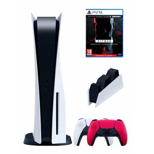 PS5 (ПС5) Игровая приставка Sony PlayStation 5 ( 3-я ревизия) + 2-й геймпад (красный) + зарядное + Hitman