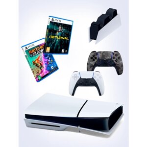 PS5 (ПС5) Игровая приставка Sony PlayStation 5 Slim disc + 2-й геймпад (камуфляж) + зарядное + игра Ratchet Clank+ игра Returnal
