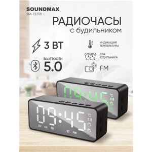 Радиочасы Soundmax SM-1520B (черный с белым)