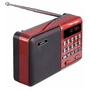 Радиоприемник цифровой Perfeo PALM FM+ 87.5-108МГц/ MP3/черный с красным)