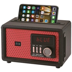 Радиоприёмник с Bluetooth MAX MR 361 Red /Радио/древесный корпус/ AM/FM/SW , USB