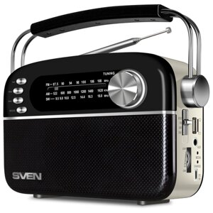 Радиоприёмник SVEN SRP-505 чёрный (4 вт, FM/AM/SW, USB, SD/microsd, bluetooth, 1200 мач)