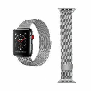 Ремешок для Apple Watch 38 40 41 mm миланская петля Серебро (SILVER)/ Металлический ремешок на магнитной застёжке для часов Apple