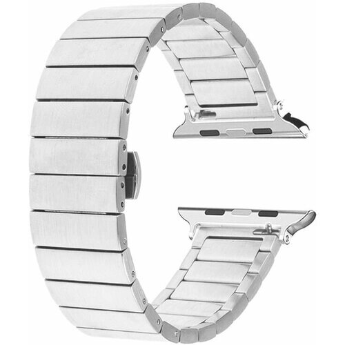 Ремешок для Apple Watch, для Эпл Вотч, Bamboo металлический браслет,42/44/45мм), серебристый