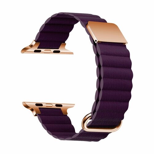 Ремешок кожаный Leather Loop Ultra для Apple Watch 42/44/45/49 мм, 235мм, на магните, фиолетовый (6)