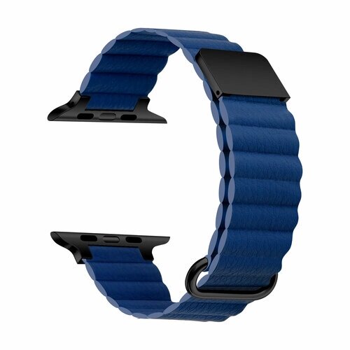 Ремешок кожаный Leather Loop Ultra для Apple Watch 42/44/45/49 мм, на магните, синий (2)